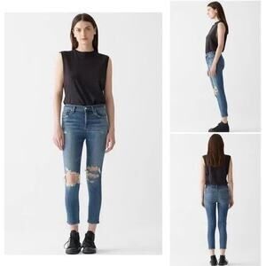 Agolde‎ Women’s Sz 25 High Rise Jeans Distressed Crop Medium Wash Denim Sophie